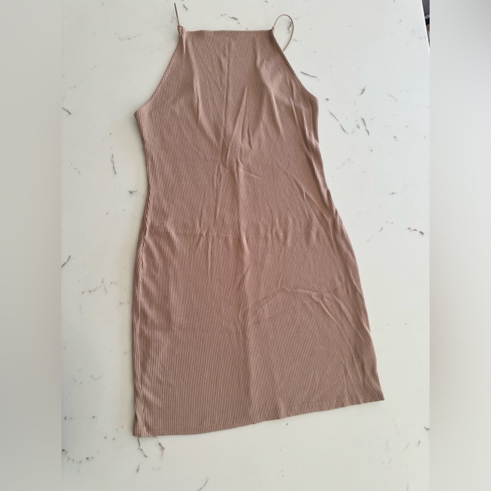 H&M Tan Ribbed Mini Dress